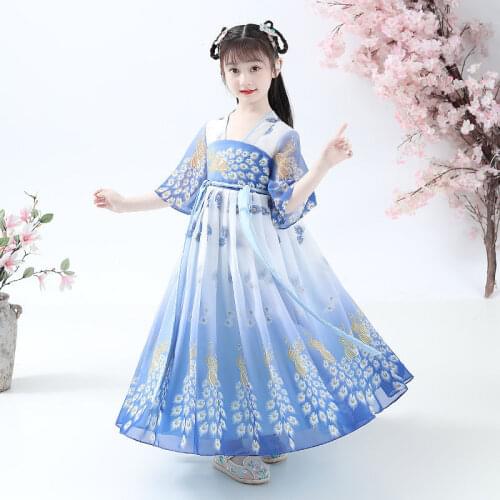 Kids Hanfu Girls Chinese Style Kids Clothing Hanfu Costumes Child Traditional Skirt Costume Cherry Blossom Fairy Princess Dress