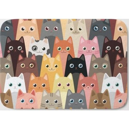 Animal Cat Pattern Bath Carpet Anti-Slip Doormat Home Entrance Doormat Bedroom Living Room Floor Mats Kitchen Mat