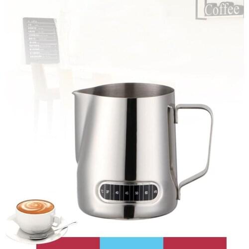 600ML Milk Frothing Pitcher With Integrated Thermometer 20oz Stainless Steel Milk Coffee Cappuccino Latte Barista Jug Pitcher