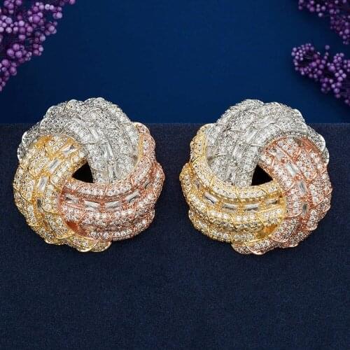 ModemAngel Luxury Twist Braided Lines Full Mirco Pave Cubic Zircon Women Wedding Fashion Costume Jewelry Gift