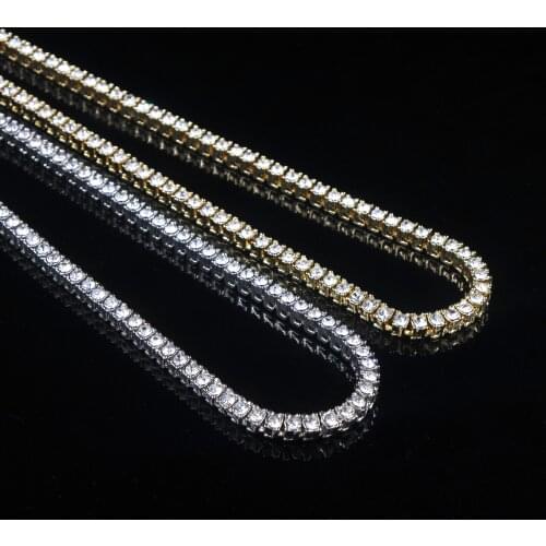 Hip Hop Iced Out 5MM Mens Womens Necklaces 1Row Rhinestone Choker Bling Crystal Tennis Chain Necklace for Men Jewelry