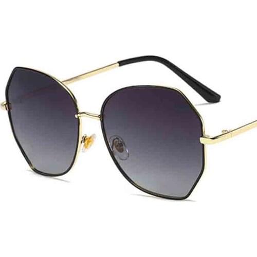 Fashion Polarized Light Women Sunglasses New Irregular Metal Big Frames Female Sun Glasses Gradient Resin Lens Eyewear UV400