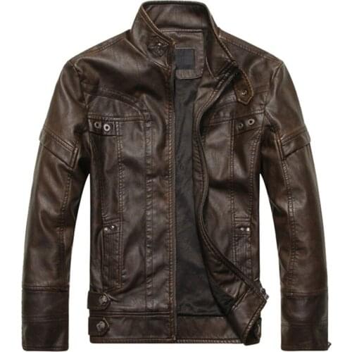 European and American mens leather coat autumn and winter Plush fashion trend wash PU leather jacket coat locomotive coat