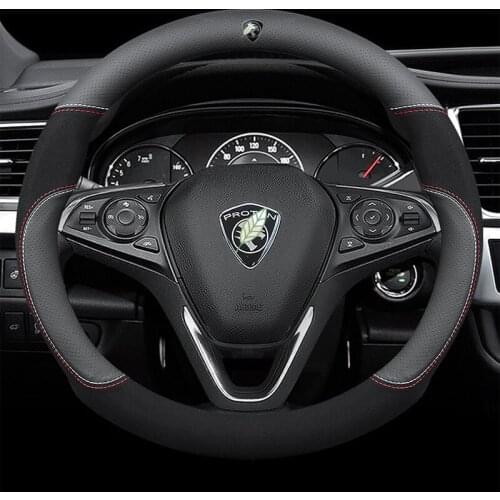 Genuine Leather Car Steering Wheel Cover 15 Inch/38cm for Proton X70 Wira Waja Ertiga Exora Persona Saga Preve Lriz Satria