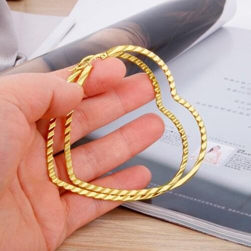 Stainless Steel Big Hoop Heart Earring for Women Gold Large Fashion New Ear Jewelry Girl Party Hoops Hot 2021 E0183