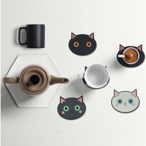 ILFML PVC Cartoon Cat Antiskid Anti-scald Coasters Dining Table Placemat Coaster Kitchen Accessories Mat Cup Bar Mug Drink Pads