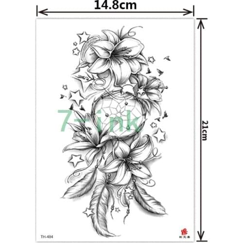 2019 NEW Temporary Tatoo Sticker body art sketch lily Dreamcatcher feather water Transfer Fake Tattoo Flash tatto for women men