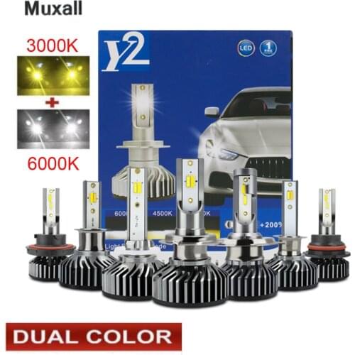 New Dual Color H1 H4 H7 H11 Headlight Bulbs Mini 9005 9006 H8 H9 Car Lights Auto Accessories HB3 HB4 Headlamp Turbo Universal