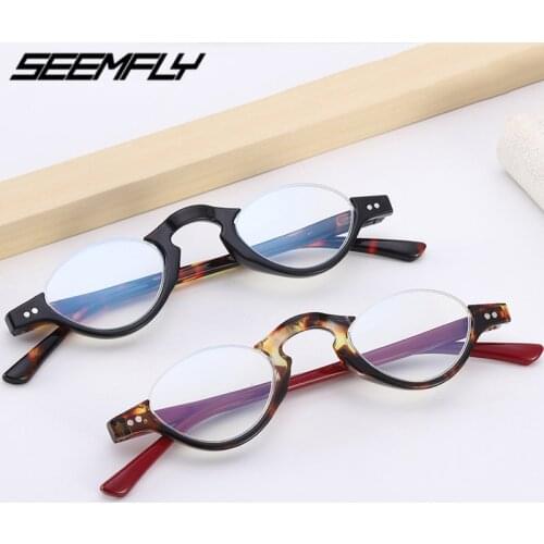 Seemfly Anti Blue Light Blocking Half Frame Reading Glasses Women Men Presbyopic Eyeglasses Magnification Eyewear +1.0 1.5 2 3.5