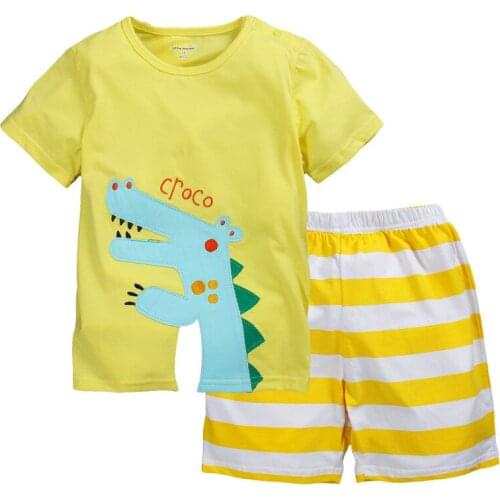 Croco Boys Clothes Suit Embroidery Children T-Shirts Stripe Pants 1-6years Baby Clothing Bebe Ropa Tops Shorts
