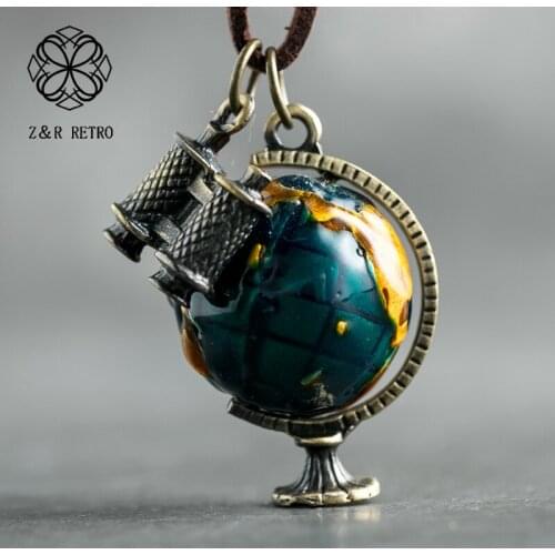 Globe Necklaces & Pendant Vintage Jewelry Long Necklace for Women Chokers Suspension Jewellery Alloy Gothic 2021 New Arrival