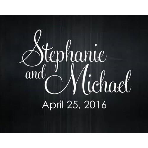 Personalized Name and Wedding Day Decal Wedding Table Decor Mr Mrs Wedding Quotes Vinyl Decal for Chalkboard Mirror Glass B106