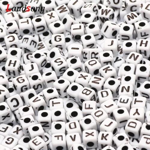 Mixed 5*5mm White Letter Acrylic Beads Square Cube Spacer Alphabet Beads For Diy Jewelry Making Bracelet Supplies