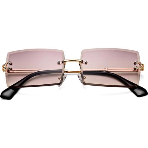 Rimless Rectangle Sunglasses for Women Fashion Frameless Square Glasses for Men Ultralight UV400 Eyewear Unisex
