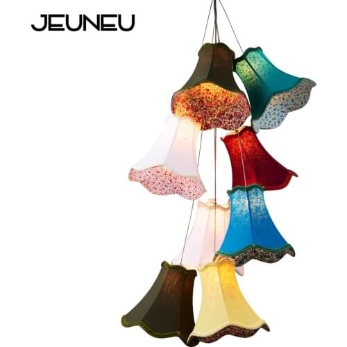 Modern Clusters colourful fabric shade G4 pendant lamp lights led cord/8 Heads DIY lights bedroom Girls children living room