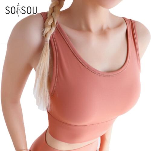 SOISOU Sport Top Women Bra Crop Top Womens Underwear Breathable Sports Bra Elastic Yoga Bra Womens Tube Top 5 Colors
