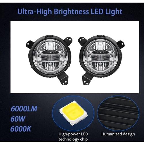 2Pcs Super Bright Car Headlights H4 LED 60W 12-24V Canbus EMC 6000K ZES chip led Auto Car Headlight for Jeep Wrangle JL,JK