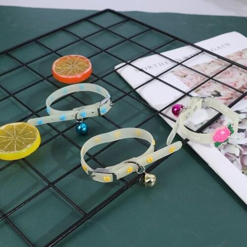 Glowing Dogs Collar with Bells Glow At Night Cat Collar Luminous Dog Neck Ring