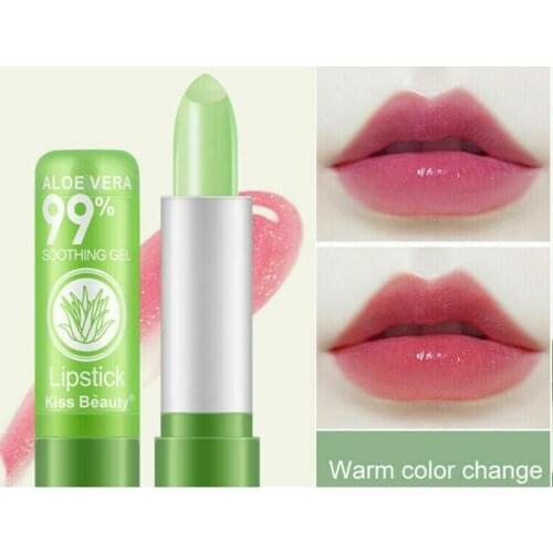 1PC Moisture Lip Balm Long-Lasting Natural Aloe Vera Lipstick Color Mood Changing Long Lasting Moisturizing Lipstick Anti Aging