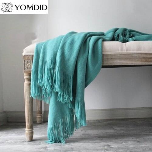 Knitted Throw Travel Blanket Simple Air Conditioning Blanket Fashion shawl for Home Office Decorative Nap Sofa Throw Blanket