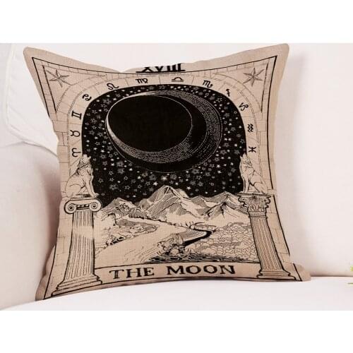Sun Star Moon Cushion Cover Hippie Decorative 100% Linen Cushion Cover Sofa Throw Pillow Car Chair Home Pillow Case