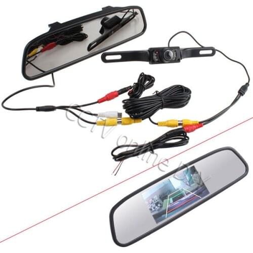 ANSHILONG Car Rear View Kit 4.3" Screen TFT LCD Car Rear View Rearview DVD Mirror Monitor + Backup Camera