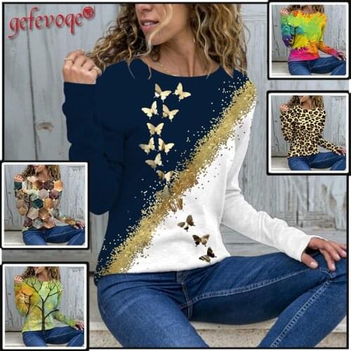 Harajuku Printed Plus Size Clothing Women 2021 Spring Autumn Fashion Casual Long Sleeve T Shirt Female Streetwear Loose Tee Top