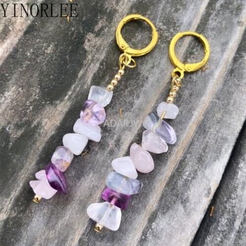Witch Bohemia Rose Quartz and Rainbow Fluorite Earrings Stars Dangle Jewelry with Healing Halloween Statement Jewelry Women Gift