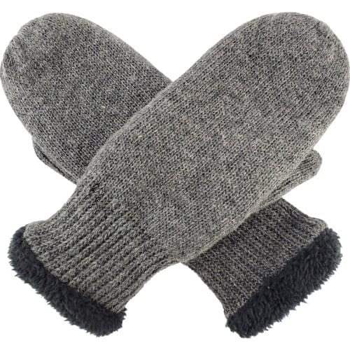 Bruceriver Womens Wool Blend Knit Mittens with Ultra Warm Soft Microfiber Lining