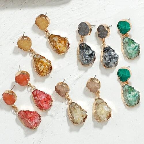 AENSOA Vintage Irregular Water Drop Earrings For Women Colorful Geometric Statement Dangle Earrings Fashion Jewelry Gift