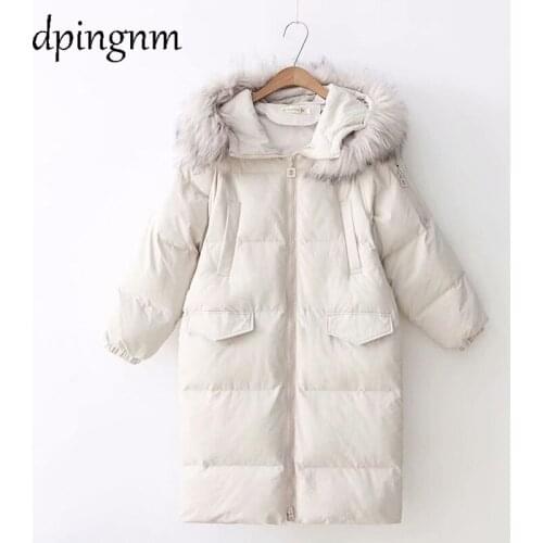 Winter Jacket Women 2018 Middle Long Cotton-padded Jackets Big Fur Hooded Collar Parkas Thicken Warm Winter Coat Female