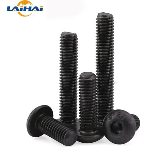 2/50pcs ISO7380 M2 M2.5 M3 M4 M5 M6 M8 Black 304 Stainless Steel Hexagon Hex Socket Button Allen Head Screw Bolt Length 3-60mm