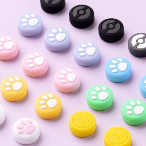4Pcs Lovely Cat Paw Pokeball Thumb Grip Cap Joystick Cover Analog Grip Caps For Nintendo Switch/Lite Joy-Con