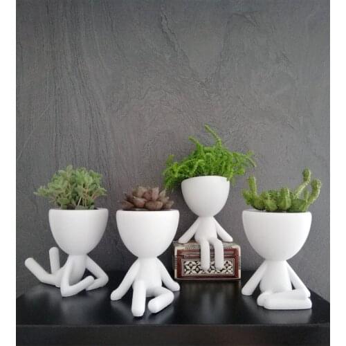 White Humanoid Pot 4'lü