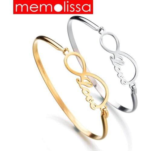 MeMolissa Eight Shape Stainless Steel Bracele for Women Gold Silver Love Cuff Bracelets Bangles for Female Personalized Jewelry