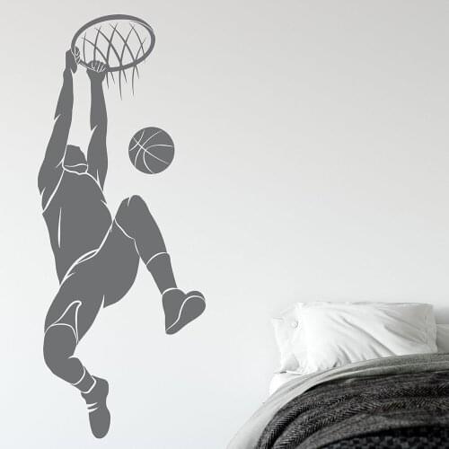 Boy Room Decoration Vinyl Basketball Decal Basketball Sports Wall Decal Basketball Player Silhouette Wall Sticker