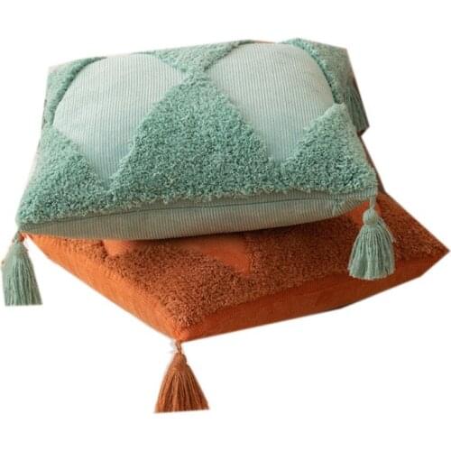 Embroidery Decorative Pillow Cover Cushion Cover With Tassel Geometric Pattern Throw Pillow Cover 18x18 Inch Pack Of 2