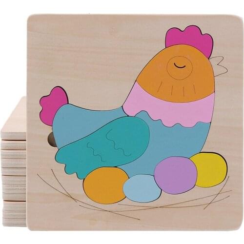 Child Wooden Toys Wooden Cute Animal Puzzles Kids Memory Training Jigsaw Puzzle Early Education Learning Toys for Children