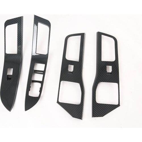 For Ford Explorer 2020 Left Hand Drive 4PCS Carbon Fiber ABS Car Side Door Window Lift Switch Buttons Cover Trim Car Styling