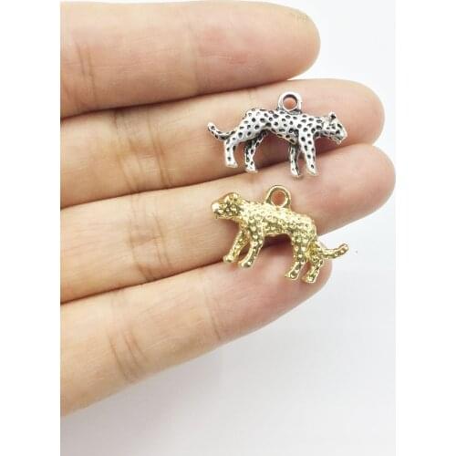 Eruifa 10pcs 15*25mm Pretty Leopard Zinc alloy Jewelry DIY Charms Pendant Necklace,Eearrings 2 Colors