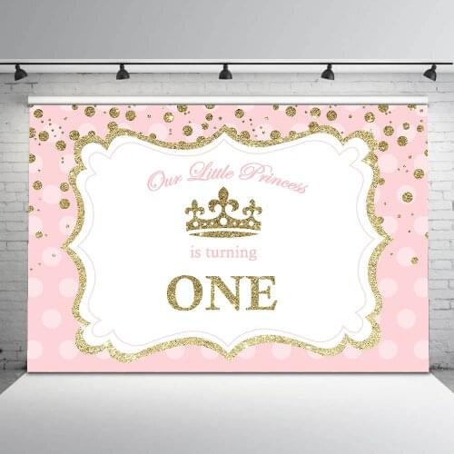 Newborn baby shower royal crown pink girl backdrop for photography first birthday party decoration background for photo studio s