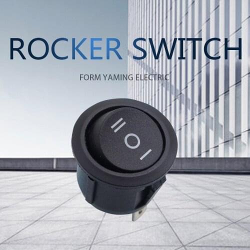 10pcs/lot KCD1-105 Rocker Switch Push Button Mounting Hole 20mm 3 Foot Pins 3 Positions Black Round