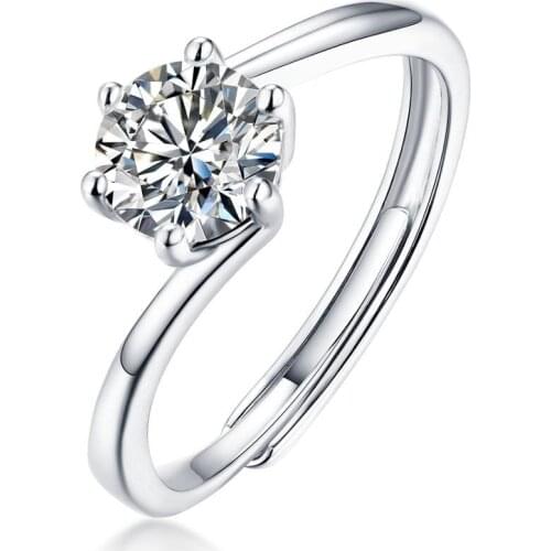 Inbeaut Moissanite Twilight Arm Ring Ringen Dames 925 Sterling Silver Pass Diamond Test Brilliant Cut 1 Carat 6.mm Stone Rings