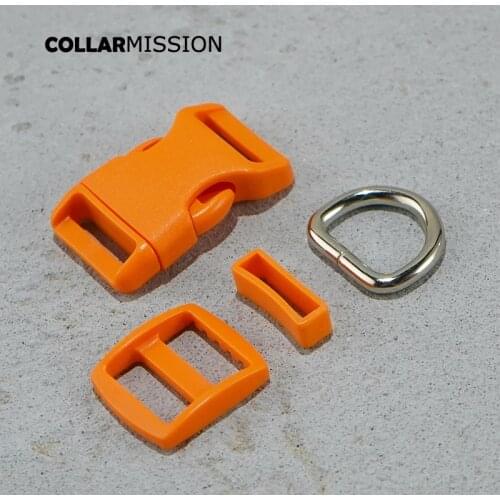 Beautiful(plastic buckle+Tri-Glid+square keeper+D ring) DIY dog collar 20mm orange webbing sewing quality beautiful accessory