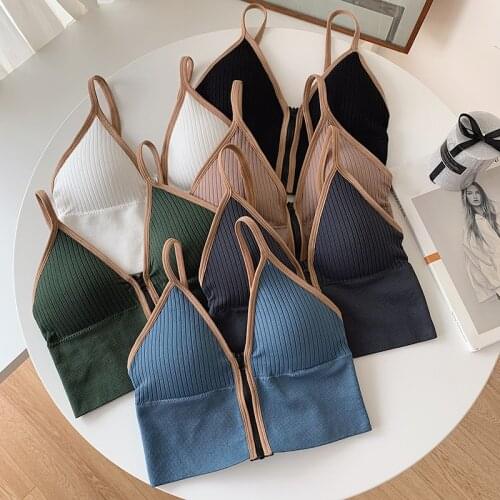 Korean Striped Zipper Crop Tops Slim Fit Spaghetti Strap Tank Tops Women Built In Bra Off Shoulder Sleeveless Versatile Camisole