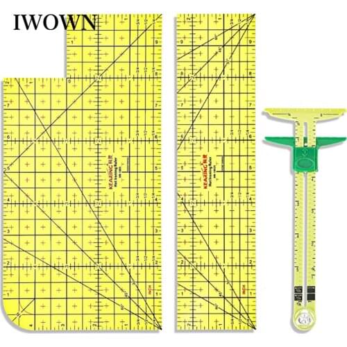 3pc Hot Iron Measuring Ruler Set Quilting Patchwork High Temperature Rulers With 5-in-1 Sewing Sliding Gauge for DIY Sewing Tool