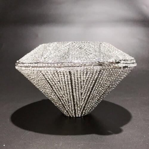 Best Gift To Bridal Bridesmaid Silver Clutch Fashion Diamond-Shaped Clutch Purse Evening Bags Clutches For Women Wedding Purse