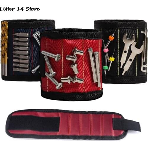1pcs Magnetic Wristband Hand Wraps Tool Bag Adjustable Electrician Wrist Screws Nails Drill Holder Belt Bracelet for Home Repair