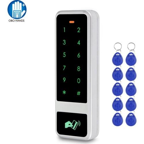 Metal RFID Access Controller Keypad Touch Keyboard Wiegand 26/34 Bits Card Reader Door Opener with 125KHz Key Fobs Waterproof