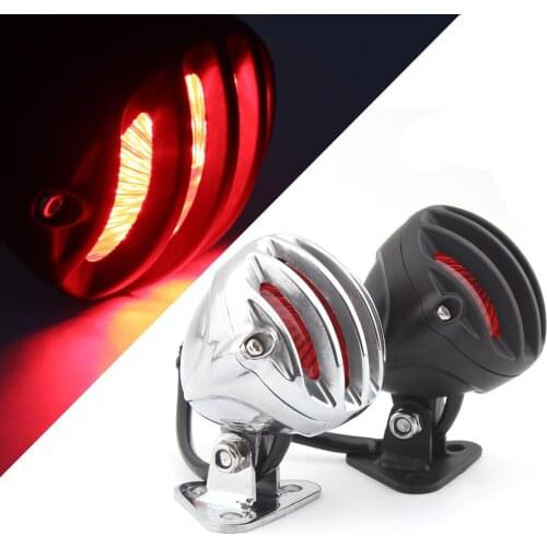 Motorcycle Alloy Retro Grill Adjustable LED Taillight Stop Signal Brake Tail Light For Harley Chopper CafeRacer Scrambler Bobber